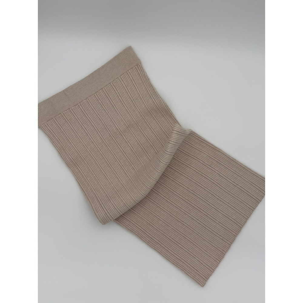 Marled Oatmeal Ribbed Vertical Knit Midi Skirt Soft Beige Sand Size Small NWT